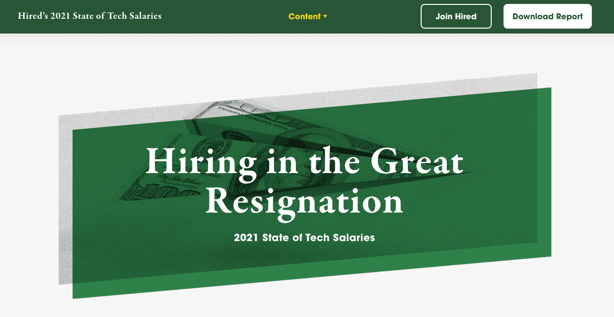 Our client Hired released a report on state of tech salaries in 2021